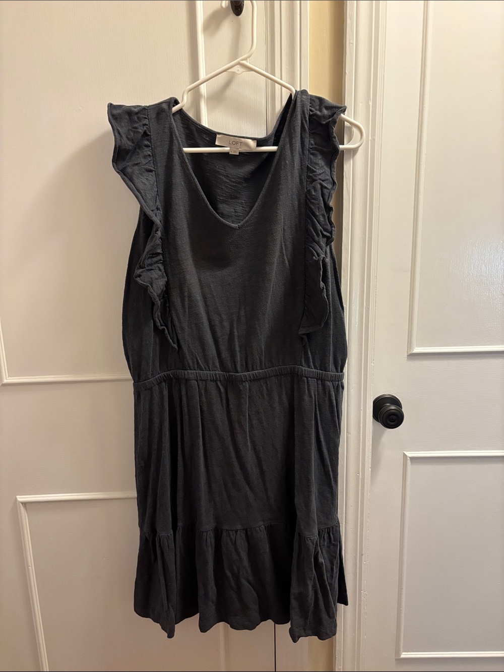 LOFT Charcoal Ruffle Sleeve Sundress